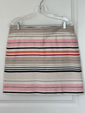 LOFT Striped Mini Skirt in Pink, Beige, Black and Red Accents, size 10